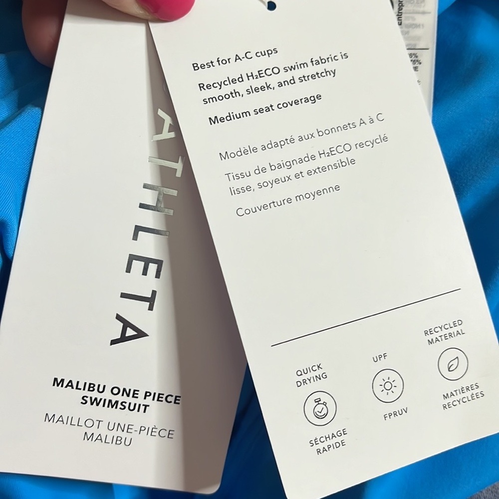 Athleta Malibu One Piece Swimsuit Blue M Medium L Large Petite New - Picture 6 of 8